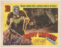 3d0998 ROBOT MONSTER 3D LC #8 1953 Gregory Moffett at edge of cave w/ equipment, wacky border art!