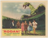 3d0847 RODAN LC #5 1957 cool image of six Japanese people running away from The Flying Monster!