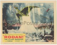 3d0849 RODAN LC #8 1957 Sora no Daikaiju Radon, great image of the monster flying through bridge!
