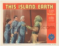 3d0873 THIS ISLAND EARTH LC #2 1955 best card in set showing c/u of the alien monster with 3 stars!
