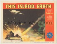 3d0877 THIS ISLAND EARTH LC #3 1955 image of two alien spaceships & Zagon meteor attack on Metaluna!