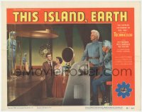3d0875 THIS ISLAND EARTH LC #6 1955 Rex Reason & Faith Domergue on spaceship with alien Jeff Morrow!