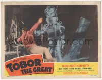 3d0892 TOBOR THE GREAT LC #3 1954 best image of man-made funky robot attacking man inside workshop!