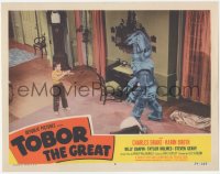 3d0893 TOBOR THE GREAT LC #6 1954 great overhead image of Billy Chaplin & the man-made funky robot!