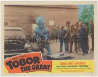 3d0894 TOBOR THE GREAT LC #7 1954 man-made funky robot tears car apart & pulls Henry Kulky out of it!