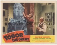 3d0889 TOBOR THE GREAT LC #8 1954 Charles Drake creating the funky robot with human emotions in lab!