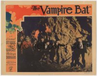 3d1002 VAMPIRE BAT LC 1933 scared Dwight Frye runs from angry mob with torches in cave!