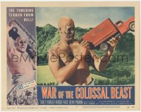 3d0897 WAR OF THE COLOSSAL BEAST LC #1 1958 c/u of deformed monster picking up truck like a toy!