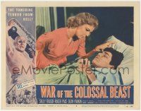 3d0902 WAR OF THE COLOSSAL BEAST LC #5 1958 close up of Sally Fraser over Roger Pace in hospital!