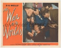 3d0909 WAR OF THE WORLDS LC #1 1953 men help wounded Gene Barry get up off the ground, classic!