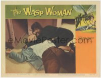 3d0916 WASP WOMAN LC #4 1959 great image of female insect-headed monster attacking guy on floor!