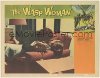 3d0917 WASP WOMAN LC #8 1959 great image of female insect-headed monster attacking girl on chair!
