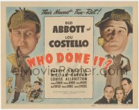 3d0941 WHO DONE IT TC 1942 detectives Bud Abbott & Lou Costello with Sherlock hats & pipes, rare!