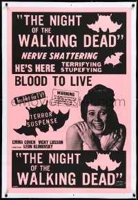 3d0175 NIGHT OF THE WALKING DEAD linen 26x38 1sh 1975 Leon Klimovsky directed Spanish horror, rare!