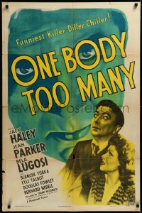 3d0621 ONE BODY TOO MANY 1sh 1944 huge spooky headshot of Bela Lugosi peeking through title!