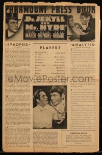 3d0068 DR. JEKYLL & MR. HYDE pressbook R1935 Fredric March, shows wonderful posters, very rare!