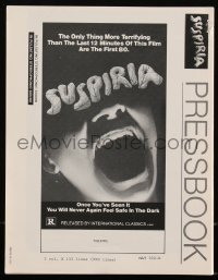 3d0462 SUSPIRIA pressbook 1977 classic Dario Argento horror, cool close up screaming mouth image!
