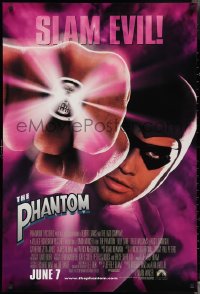 3d1423 PHANTOM advance 1sh 1996 Lee Falk, masked hero Billy Zane in the title role, slam evil!