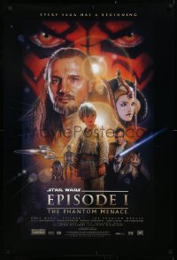 3d1424 PHANTOM MENACE style B fan club 1sh 1999 George Lucas, Star Wars Episode I, Drew Struzan art!