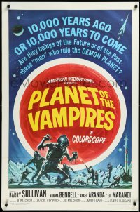 3d0628 PLANET OF THE VAMPIRES 1sh 1965 Mario Bava, beings of the future who rule demon planet!