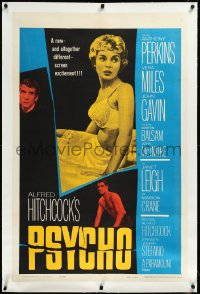 3d0181 PSYCHO linen 1sh 1960 sexy half-dressed Janet Leigh, Anthony Perkins, Alfred Hitchcock classic!