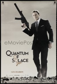 3d1432 QUANTUM OF SOLACE teaser 1sh 2008 Daniel Craig as Bond w/silenced H&K UMP submachine gun!