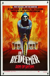 3d0633 REDEEMER SON OF SATAN 1sh 1978 cool horror art of hooded skeleton and kid with red eyes!