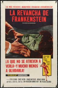 3d0187 REVENGE OF FRANKENSTEIN linen Spanish/US 1sh 1958 Peter Cushing in the greatest horrorama!