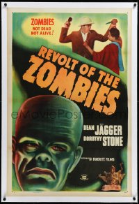 3d0189 REVOLT OF THE ZOMBIES linen 1sh R1947 cool artwork, they're not dead and they're not alive!