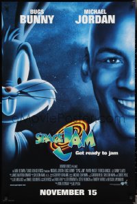 3d1461 SPACE JAM advance DS 1sh 1996 cool dark image of Michael Jordan & Bugs Bunny in outer space!