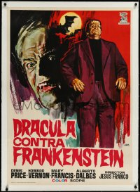 3d0275 DRACULA PRISONER OF FRANKENSTEIN linen Spanish 1972 Jess Franco, art of best monsters by Jano!