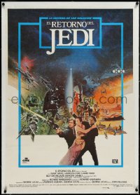 3d0278 RETURN OF THE JEDI linen Spanish 1983 George Lucas classic, Mark Hamill, Ford, montage art!