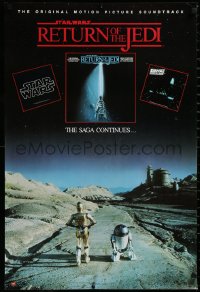 3d1627 RETURN OF THE JEDI 22x33 music poster 1983 different image of C-3PO and R2-D2!