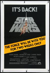 3d0201 STAR WARS linen studio style 1sh R1981 The Force Will Be With You For Two Weeks Only!