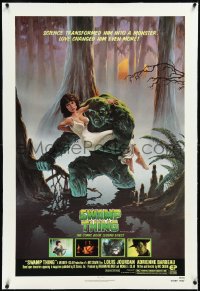 3d0206 SWAMP THING linen NSS style 1sh 1982 Wes Craven, Richard Hescox art holding Adrienne Barbeau!