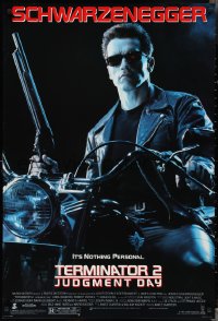 3d1488 TERMINATOR 2 1sh 1991 Arnold Schwarzenegger on motorcycle with shotgun!