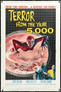 3d0208 TERROR FROM THE YEAR 5,000 linen 1sh 1958 great art of the hideous she-thing from time unborn!