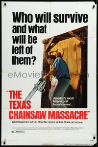 3d0666 TEXAS CHAINSAW MASSACRE 1sh 1974 Hooper cult classic slasher horror, Bryanston 1st release!