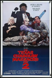 3d0668 TEXAS CHAINSAW MASSACRE PART 2 1sh 1986 Tobe Hooper horror sequel, cool family portrait!