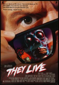 3d1491 THEY LIVE DS 1sh 1988 Rowdy Roddy Piper, John Carpenter, he's all out of bubblegum!