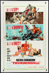 3d0216 THUNDERBALL linen 1sh 1965 art of Connery as Bond by McGinnis & McCarthy, uncropped tank style!