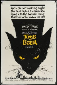 3d0217 TOMB OF LIGEIA linen 1sh 1965 Vincent Price, Roger Corman, Edgar Allan Poe, cool cat artwork!