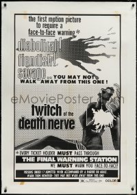3d0219 TWITCH OF THE DEATH NERVE linen 1sh 1972 Mario Bava's Reazione a catena, horror art, rare!