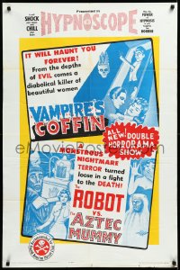 3d0680 VAMPIRE'S COFFIN/ROBOT VS THE AZTEC MUMMY 1sh 1964 wacky double horrorama show, ultra rare!