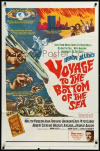 3d0684 VOYAGE TO THE BOTTOM OF THE SEA 1sh 1961 fantasy sci-fi art of scuba divers & monster!