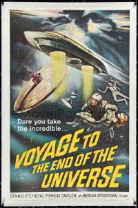 3d0222 VOYAGE TO THE END OF THE UNIVERSE linen 1sh 1964 AIP, Ikarie XB 1, cool outer space sci-fi art!