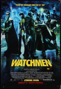 3d1509 WATCHMEN int'l advance DS 1sh 2009 Zack Snyder, Crudup, Jackie Earle Haley, who's watching?