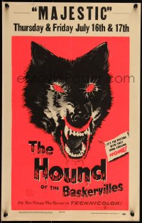 3d0085 HOUND OF THE BASKERVILLES WC 1959 Terence Fisher, Hammer, day-glo blood-dripping dog art!