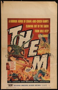 3d0093 THEM WC 1954 classic sci-fi, art of horror horde of giant bugs terrorizing people!