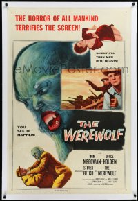 3d0223 WEREWOLF linen 1sh 1956 great wolf-man horror images, it happens before your horrified eyes!